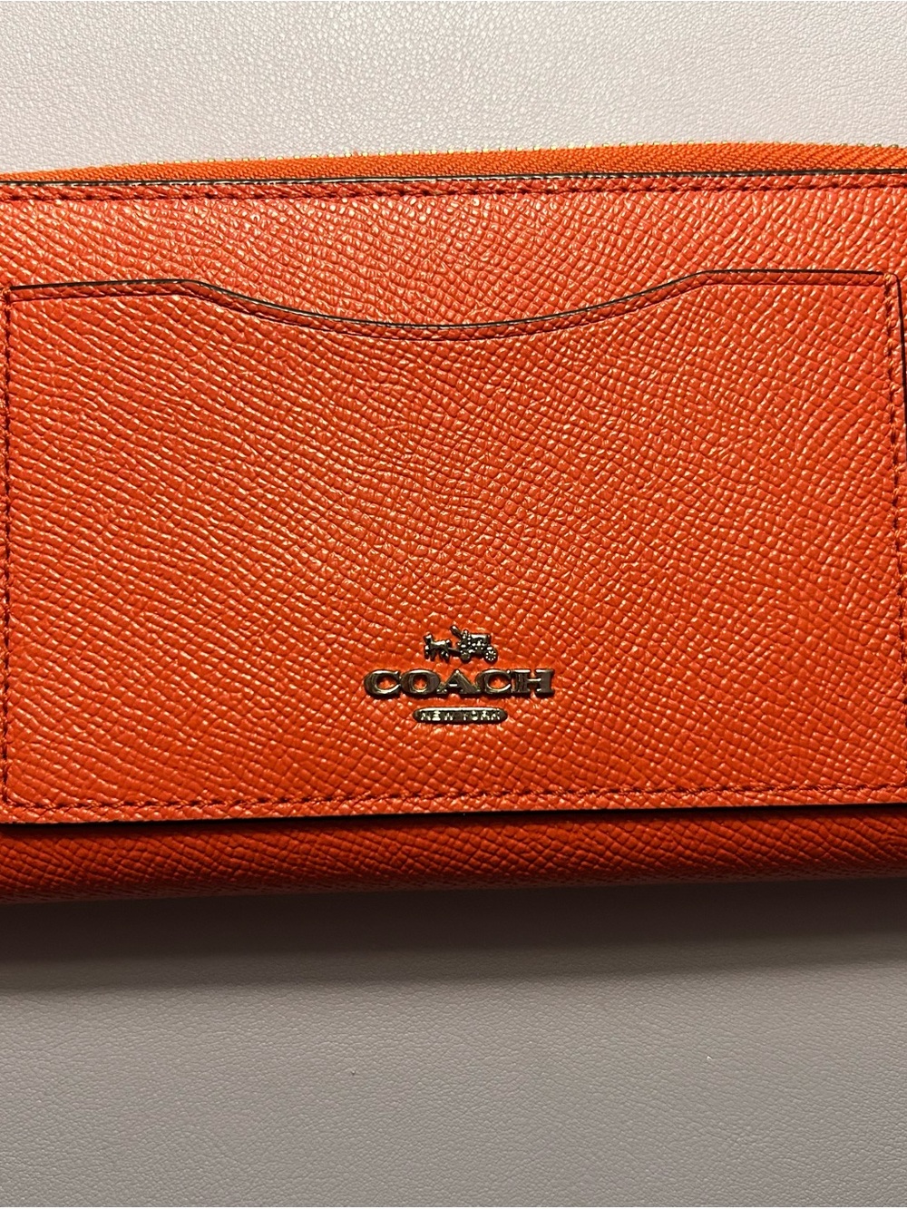 Coach Orange Textured Leather Wallet with Silver Logo